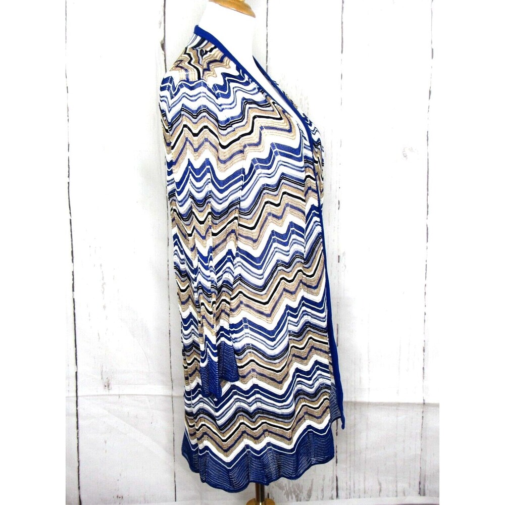 Chico's Travelers Size 3 (XL) Zig-Zag Stitch Long Cardigan Open Front Multicolor - Picture 5 of 6